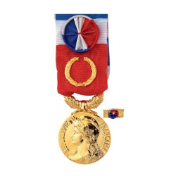  Médaille du Travail:40ans: bonze doré ( Grand Or )+ Option Gravure (Nom+Prénom+Année promotion)-Vendu sans la rosette